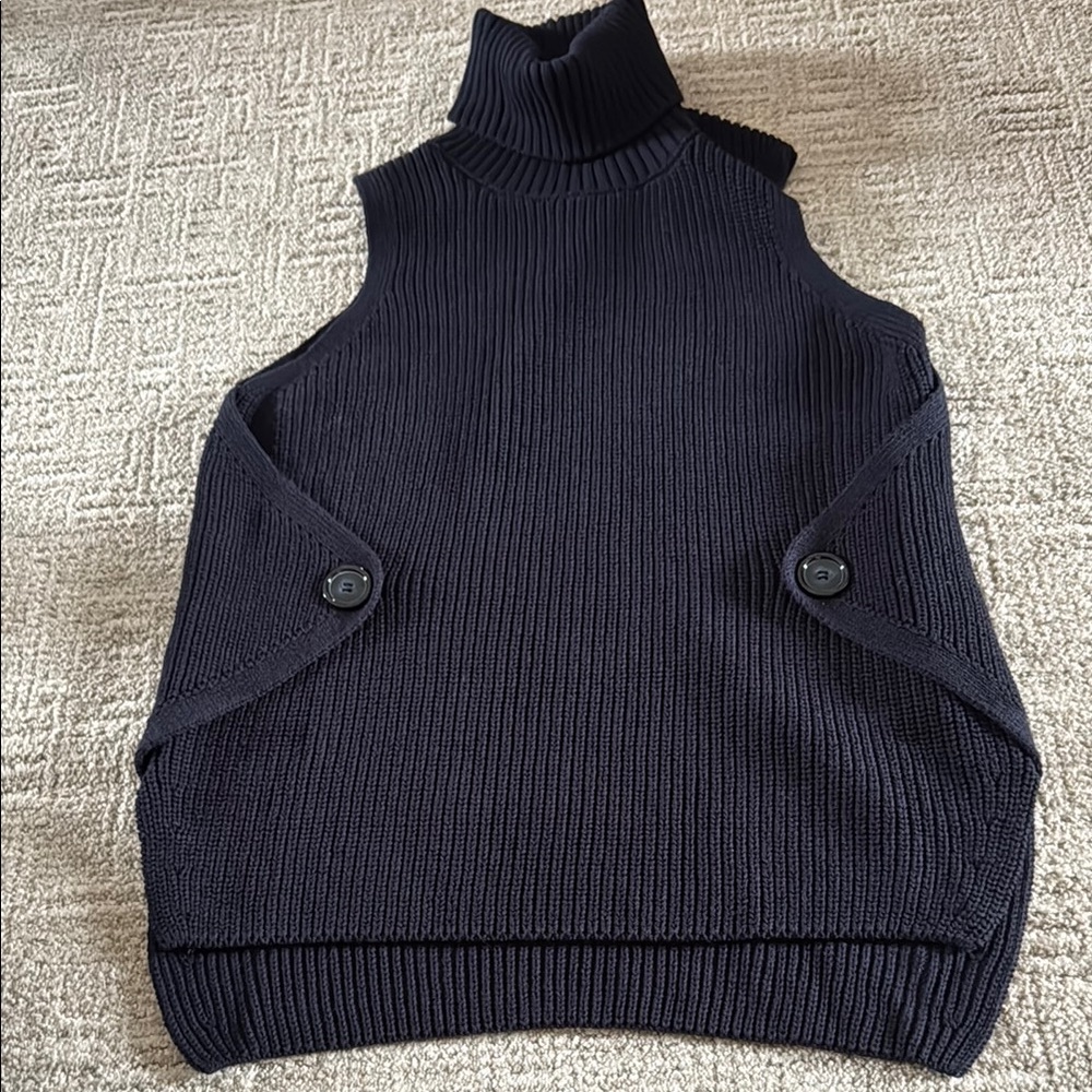 Maeve Navy Sleeveless Turtleneck Sweater